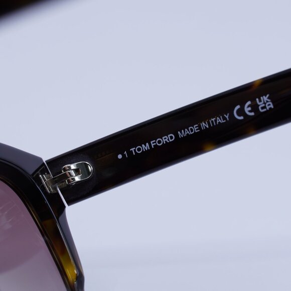 Tom Ford Lauren-02 FT0614 52F Sunglasses Havana Square Frame, Brown Lenses - Picture 6 of 9